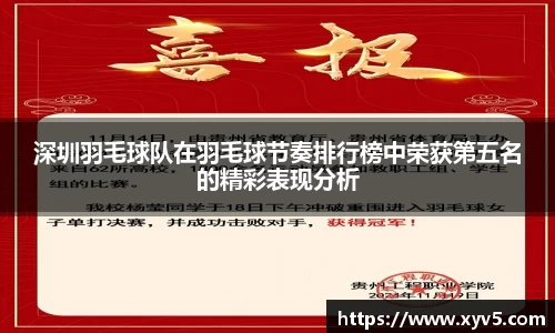 深圳羽毛球队在羽毛球节奏排行榜中荣获第五名的精彩表现分析